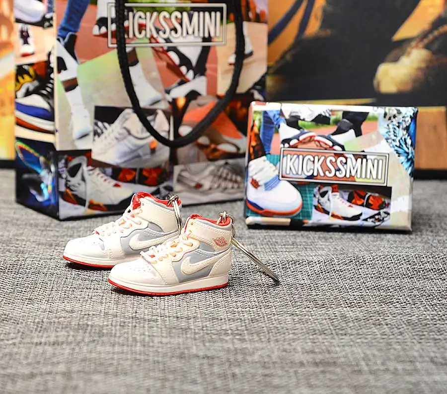 a pair w metal ring Персональный DIY Jordan Generation AIR JORDAN 1 chicago 3D кроссовок фигурный брелок сумка Подвеска парный брелок - Цвет: a pair w metal ring