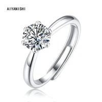 aiyanishi 925 sterling silver ring 1ct classic style diamond jewelry moissanite ring wedding party anniversary ring for lady