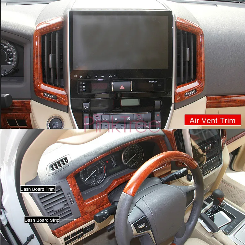

Для Toyota Land Cuiser 200 2016-2017, хромированные внутренние деревянные молдинги, упаковка, аксессуары для стайлинга автомобиля