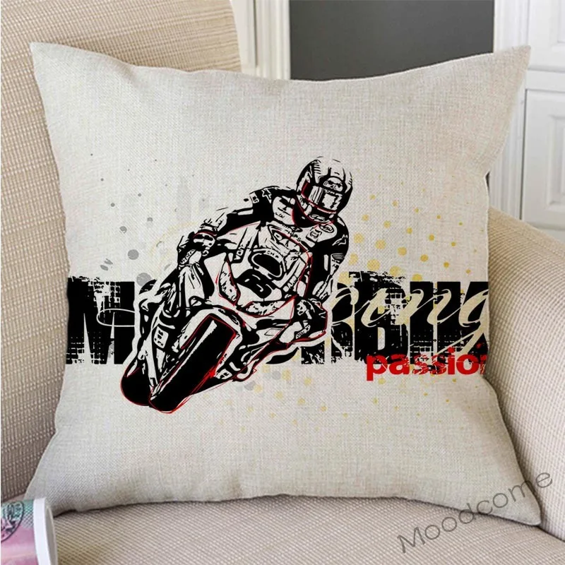 Чехол для подушки в скандинавском стиле с изображением мотоцикла гоночного