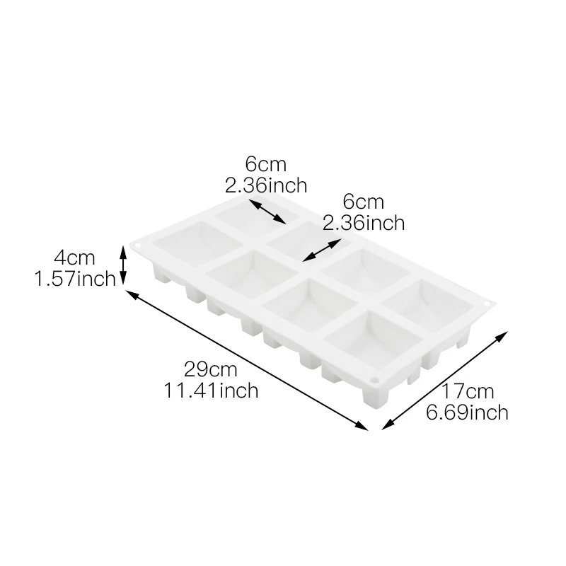 Силиконовые 8 полости квадратной формы торта выпечки для тортов десертные