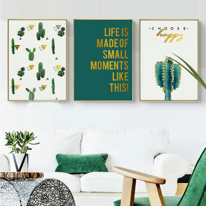 

Wall Art Abstract Posters Modern Life Quote Cactus Canvas Paintings Nordic Plants Print Pictures for Living Room Home Decoration
