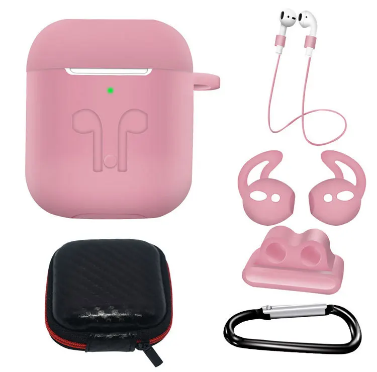 Силиконовый чехол 6 в 1 для Airpods Air Pods 2 ударопрочный наушников водонепроницаемый