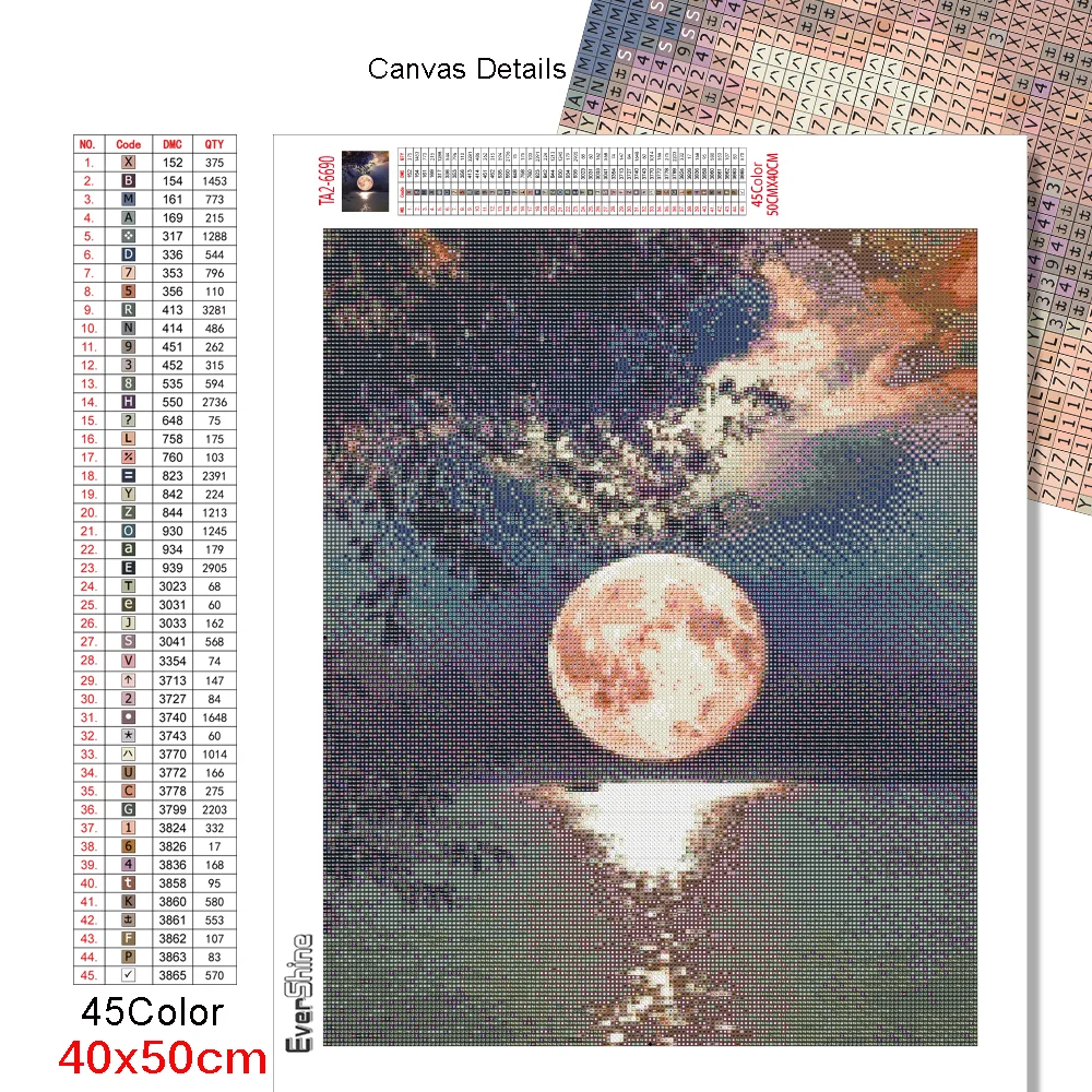 

5D DIY Diamond Painting Moon Full Square Diamond Embroidery Landscape Cross Stitch Mosaic Sale Home Decoration