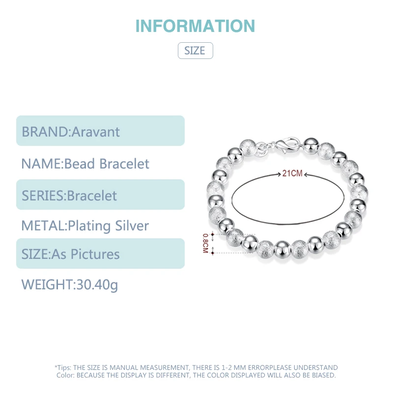 925 Серебряный Гладкий скраб 8 мм бусы цепи браслеты для женщин ювелирные изделия |