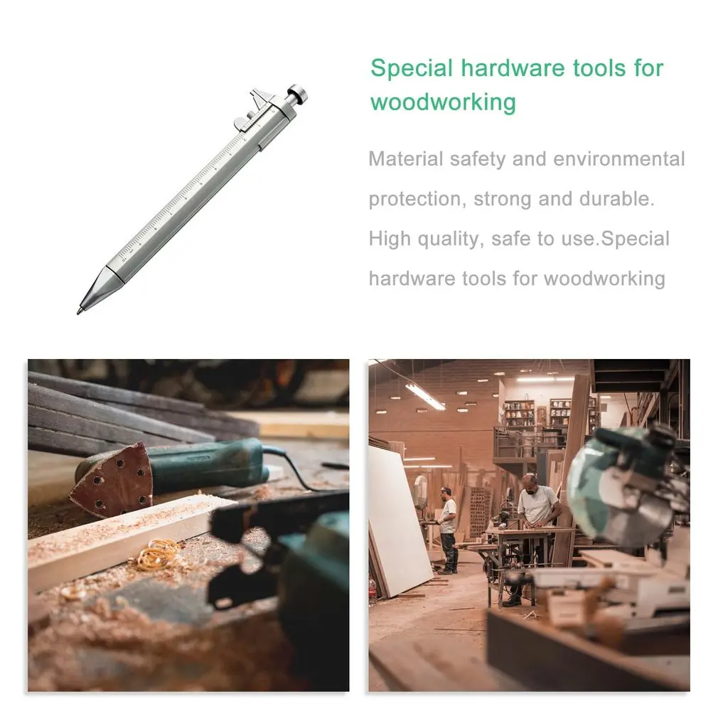 

Multifunction Gel Ink Pen with Vernier Caliper ABS Slide Caliper Ballpoint Pen Stationery Woodworking Tools