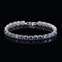 colorful aaa zircon bracelet rainbow jewel s925 sterling silver plated platinum bracelet bride wedding bangle luxury jewelry