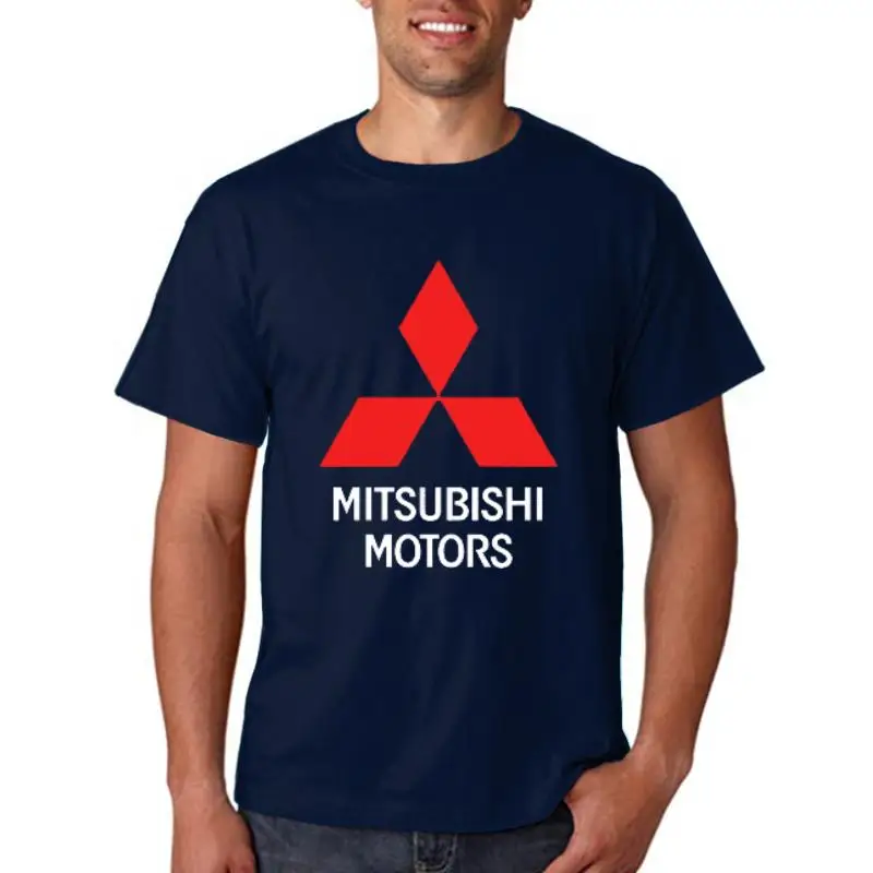 

Новая летняя мужская повседневная футболка с коротким рукавом и логотипом автомобиля Mitsubishi, Высококачественная Хлопковая мужская футболк...