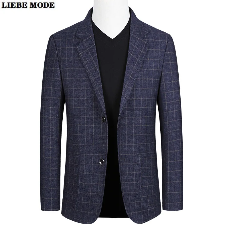 Британский Синий Серый Желтый Клетчатый Блейзер Мужской винтажный Классический