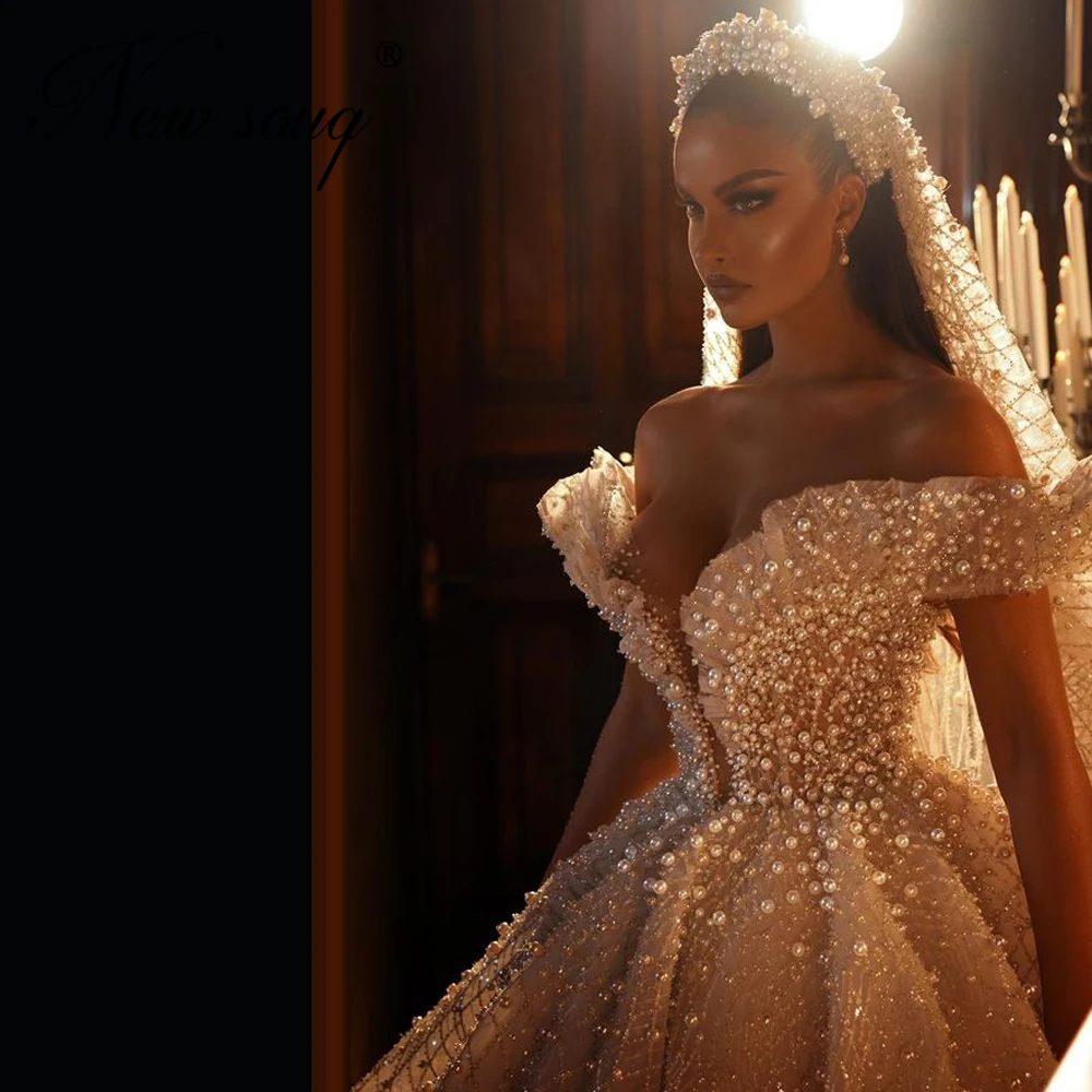 Saudi Arabia Beading Wedding Dresses For Haute Dubai Couture Robes Bride Gowns Robe De Mariee African Crystals Bridal Dress 2021