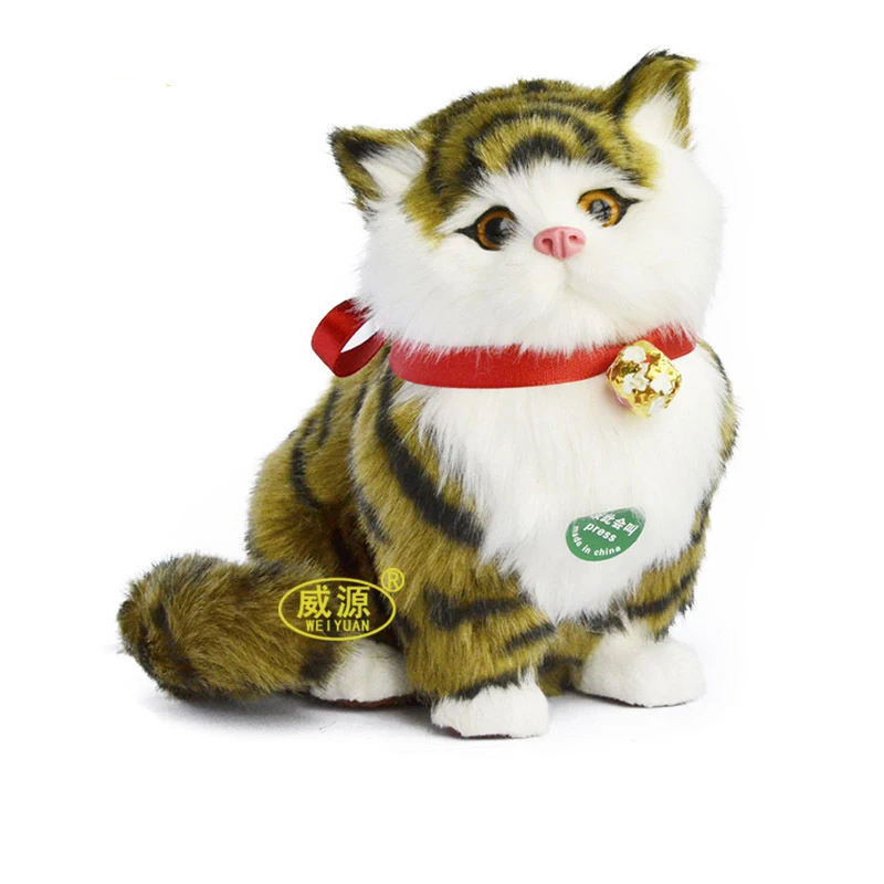 G Моделирование кошки плюшевые игрушки куклы kawaii звучащие кошки Модель игрушки украшения для дома в виде животных для детей дети девочки подарки стиль - Цвет: G