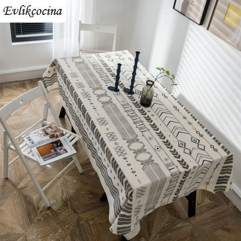 

Free Shipping Geometric Decor Tablecloth Mantel Mesa Thick Manteles De Mesa Rectangular Wedding Dining Table Cover Tea Nappe