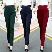 women pants 2020 spring fall plus size straight pants slim casual female stretch trousers black fashion jeans office trousers