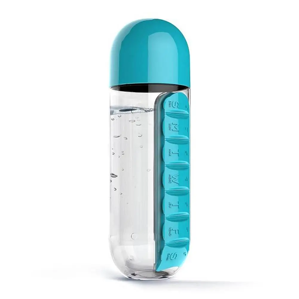 

Daily Pill Box Organizer With Water Bottle Water Bottle With Pill Holder Portable Pill Cup Medicine Storage Box And Water Bottle