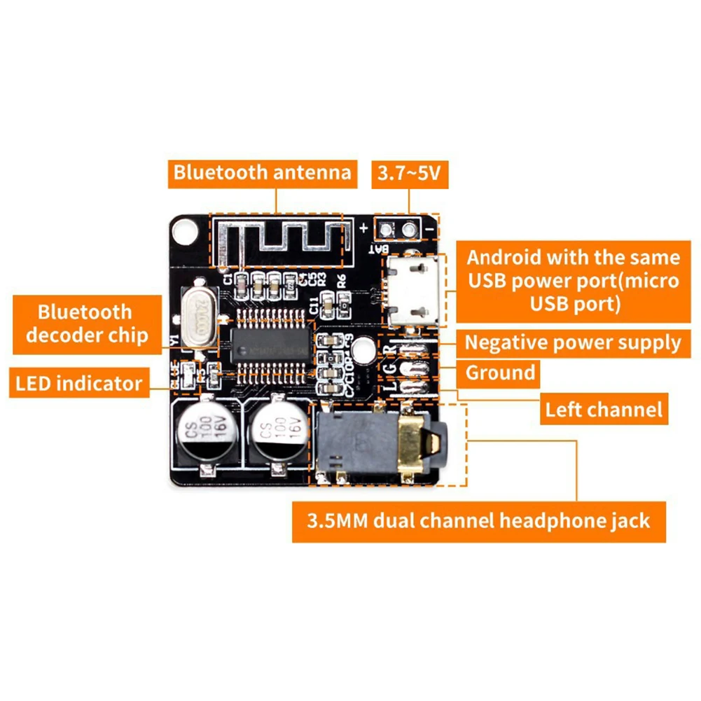 Stereo Bluetooth 4.1 Lossless Car Electronic Audio Receiver DIY Music LED Indicator Power Decoder Board Mini MP3 Module | Электроника
