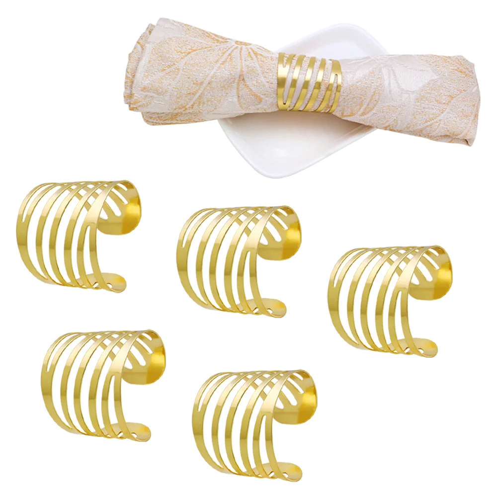 

1pc Gold Wedding Hollow Napkin Rings Table Decoration Family Gatherings Napkin Buckle Holder for Weddings Dinner Party Supplies