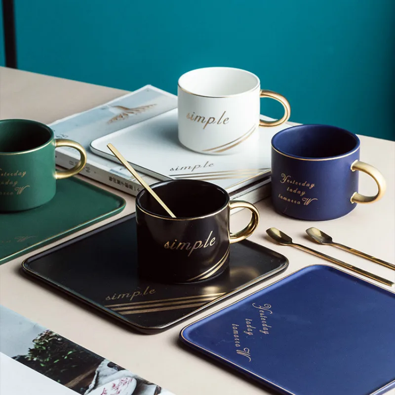 Европейский керамический набор кофейных чашек с крышкой ложка фарфоровая Ручная