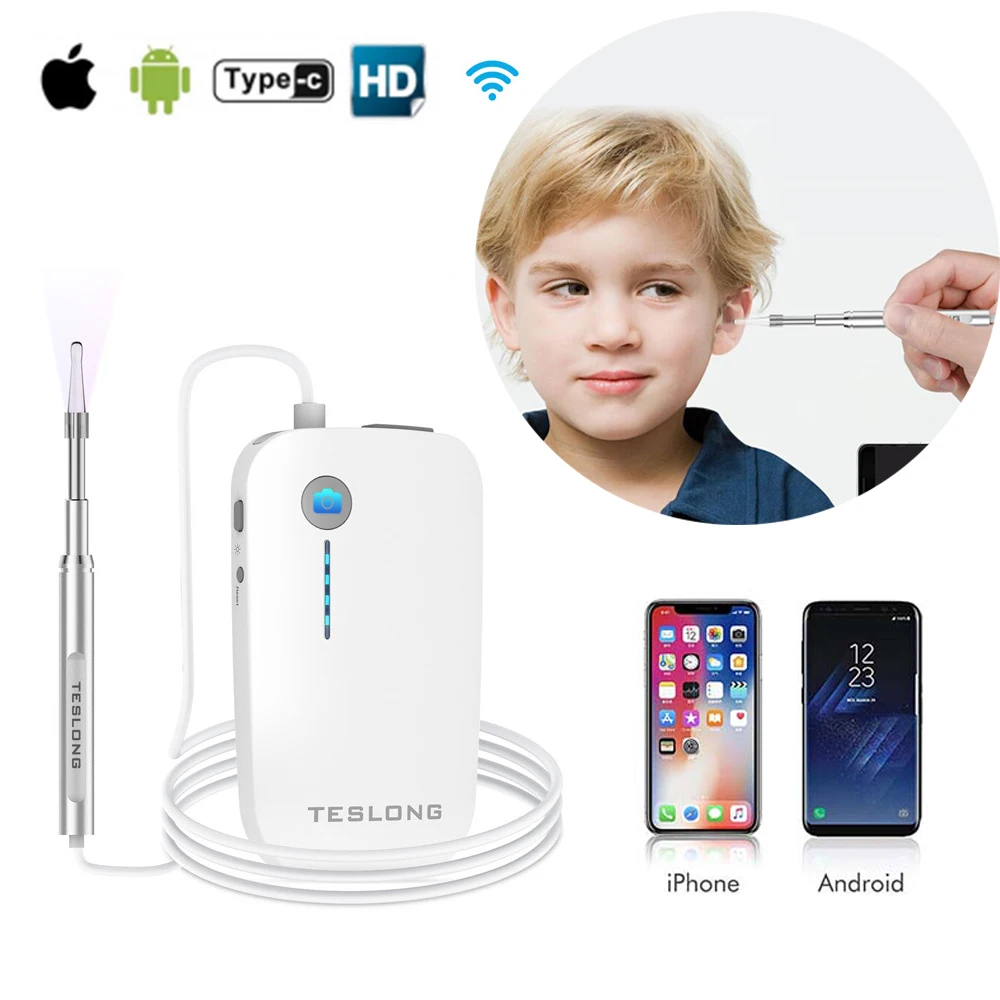 Беспроводная камера эндоскоп HD для ушей 4 3 мм Wi Fi 1080p|Бороскопы| |