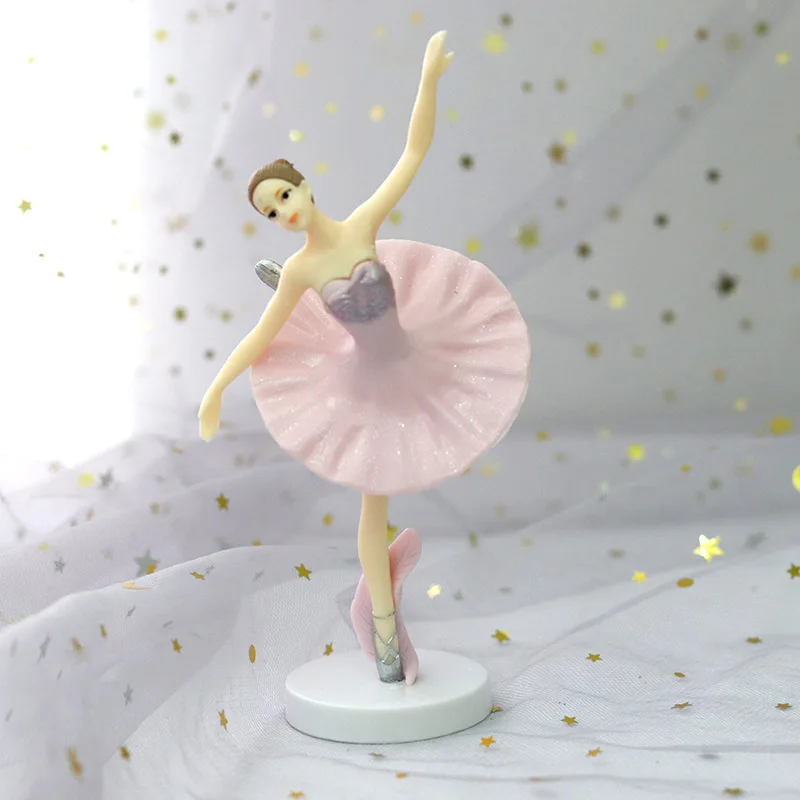 С днем рождения белый элегантный балетный девичьей декоративной торт фигурки