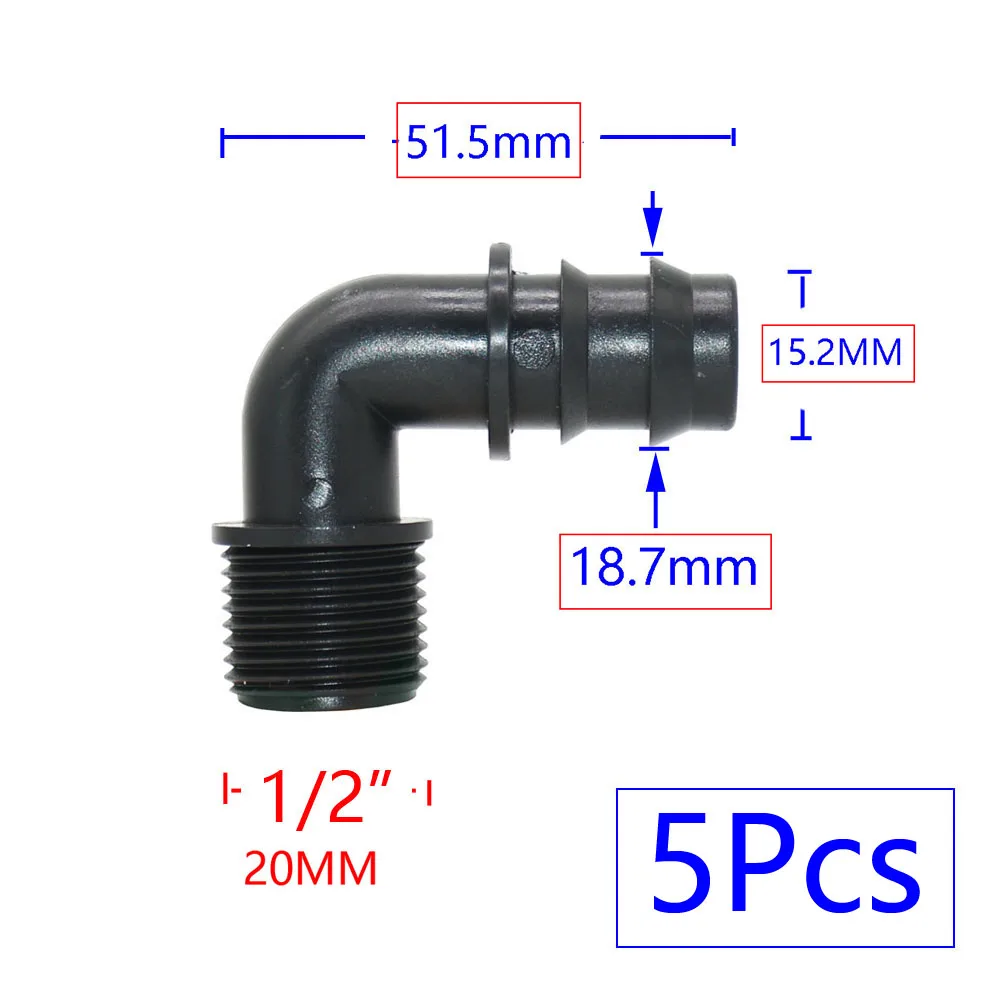5 шт. полиэтиленовые соединители для шланга 1/2 дюйма 3/4 16 мм 20 25