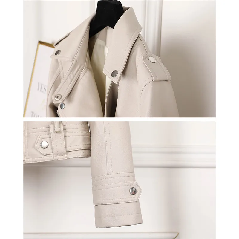 

Fashion Slim Women Faux Leather Jacket Casual Biker Motorcycle Jackets Female Punk Streetwear Spring Autumn Coat