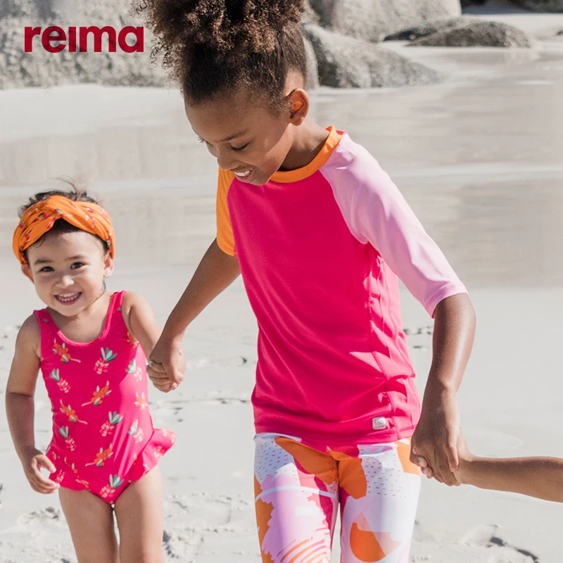 

Reima Girl Summer Swimsuit Quick-drying Moisture Wicking Beach Swimwear T-shirt Uv50 Swimsuit Short Sleeve 2020 Children Clothes