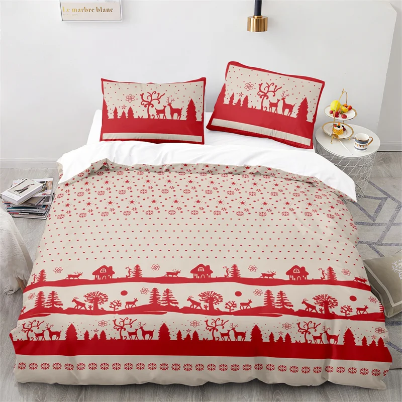 

Christmas Duvet Cover Set Red Double Queen King Holiday Bedding Set Single Twin Full King Luxury Bedclothes for Kids Adult Gift
