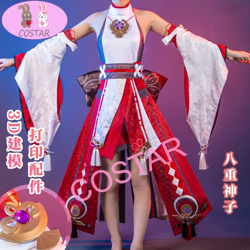 

Anime! Genshin Impact Yae Game Suit Elegant Kimono Uniform Cosplay Costume Halloween Party Role Play Outfit For Women 2021 NEW