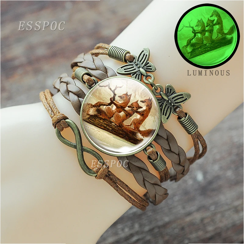 Женский браслет ручной работы с изображением милой красной лисы | Украшения и