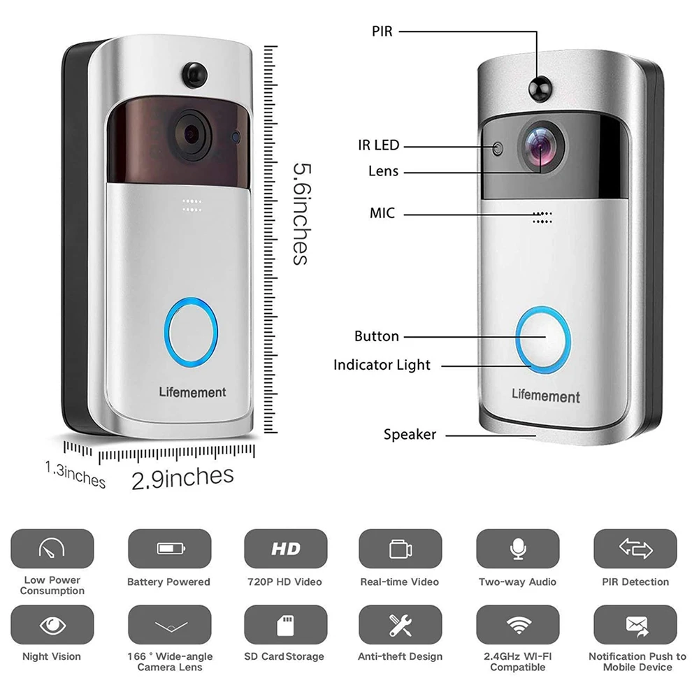 

Smart Doorbell Camera Wifi Wireless Call Intercom Video-Eye for Apartments Door Bell Ring for Phone Home Security Cameras
