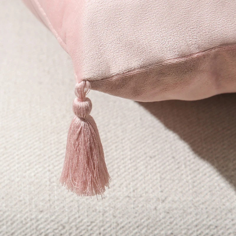 

Dutch Fleece Sofa Cushion Cover with Tassel Solid Color Waist Pillowcase Soft Comfortable Pillow Cover Bedroom Home Deocr