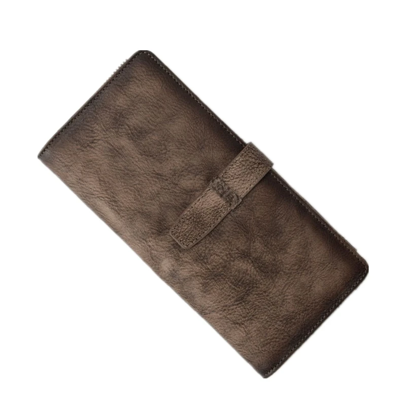 Мужской Длинный кошелек из натуральной кожи мужской с застежкой-молнией и