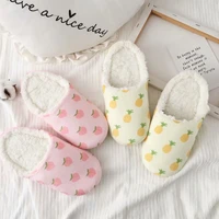 fashion fruit series printed winter slippers peach and pineapple pattern home ladies warm home slippers