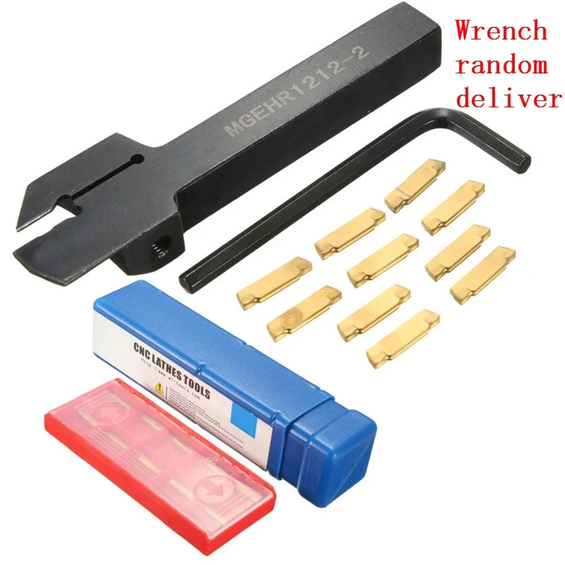 

MGEHR 1010-2 10x10 x100mm Grooving Tool Holder With 10pcs MGMN200 Insert Blade For 2mm Cut and Wrench For Lathe Turning Tools