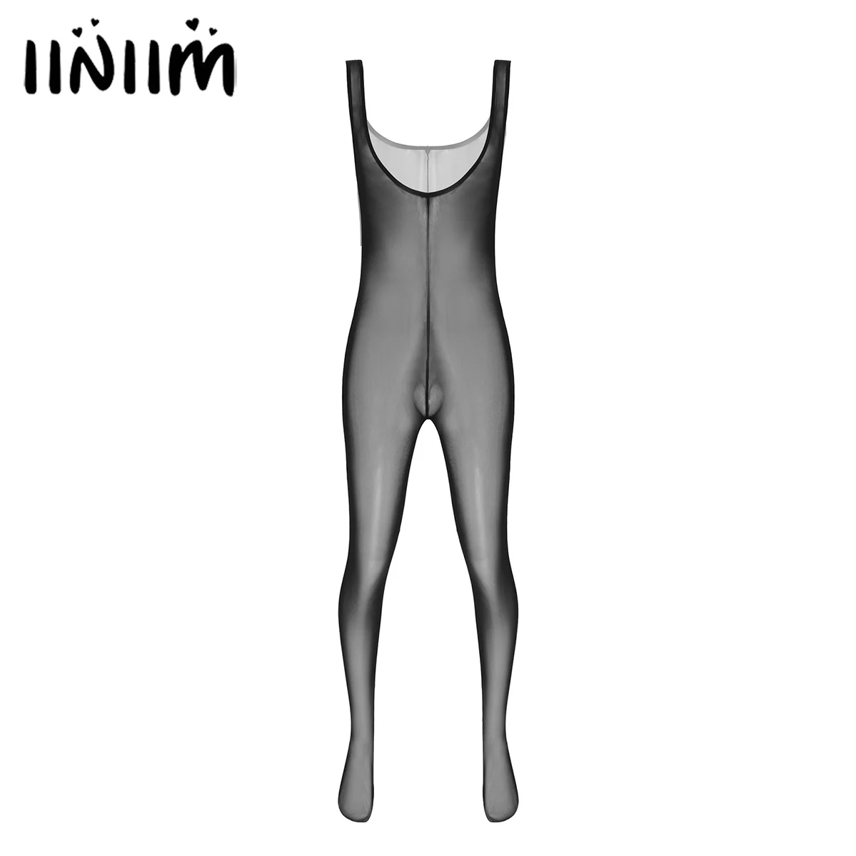 

iiniim Mens Sexy Lingerie Teddies See-Through Mesh Hollow Out Bodysuit Nightwear Sleeveless Body-Stocking Bar Clubwear Costume