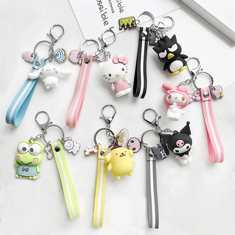 

Cute Cartoon Kitten Frog Doll Key Chain Couple Custom Car Ring Pendant Creative Small Gift