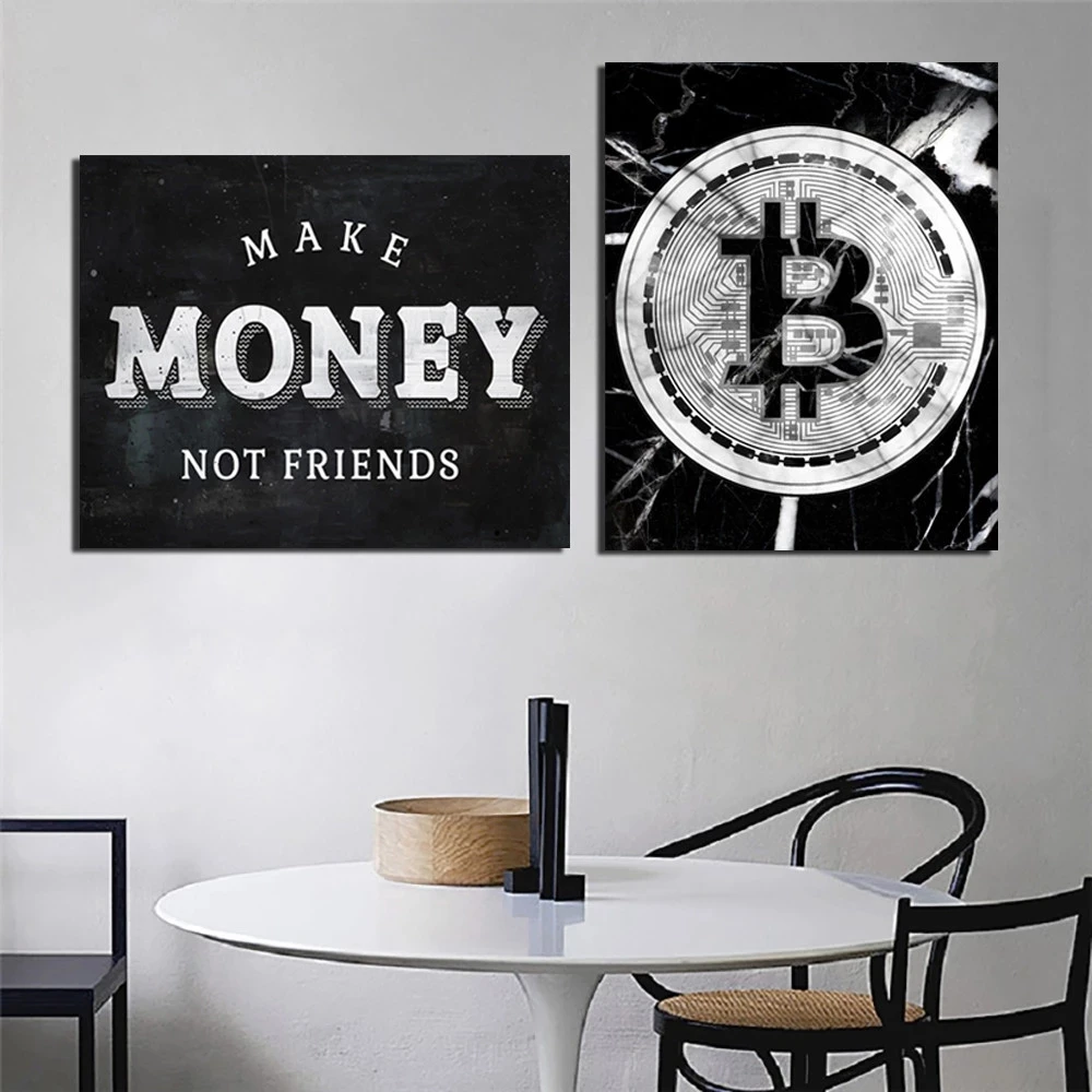 Настенный мраморный постер с надписью Make Money Not Friends