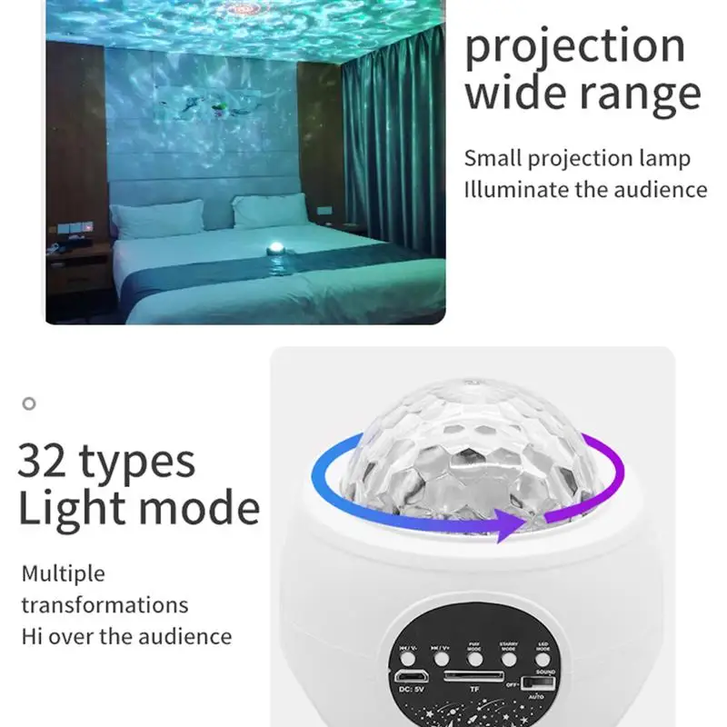 

Starry Projector Lamp LED Star Night Light Ocean Wave Bluetooth Speaker Colorful Projection Light