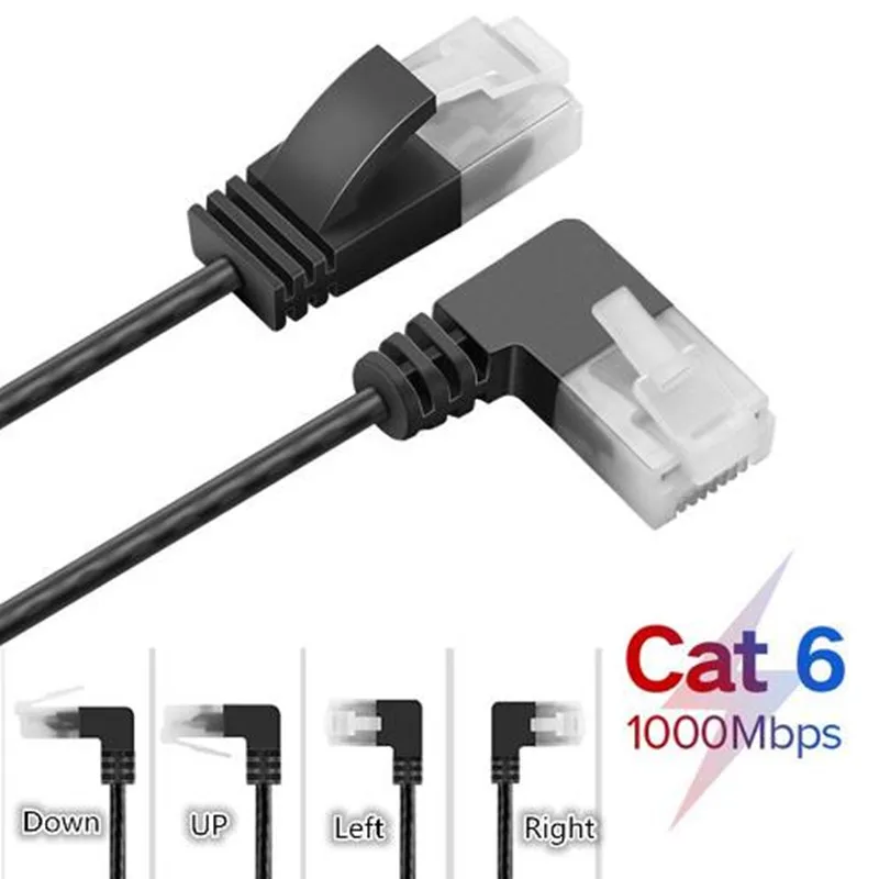 Ультратонкий Ethernet-кабель Cat6 вертикальный левый и правый угол сетевой патч-кабель