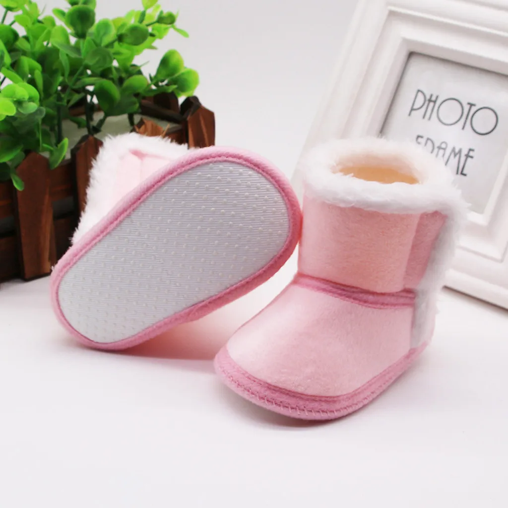 Детская обувь для новорожденных девочек кашемировые плюшевые однотонные зимние