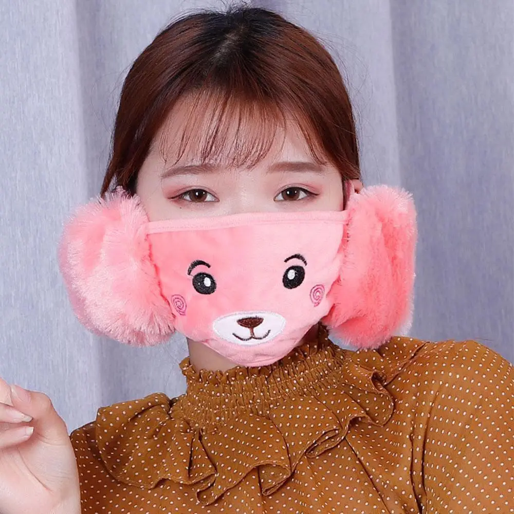 

New Cartoon Winter Warm Earmuffs For Girls Women Earmuff Band Velvet Mask Muff Plus Warmer Ear Winter Ear Wrap Earlobe K3R1