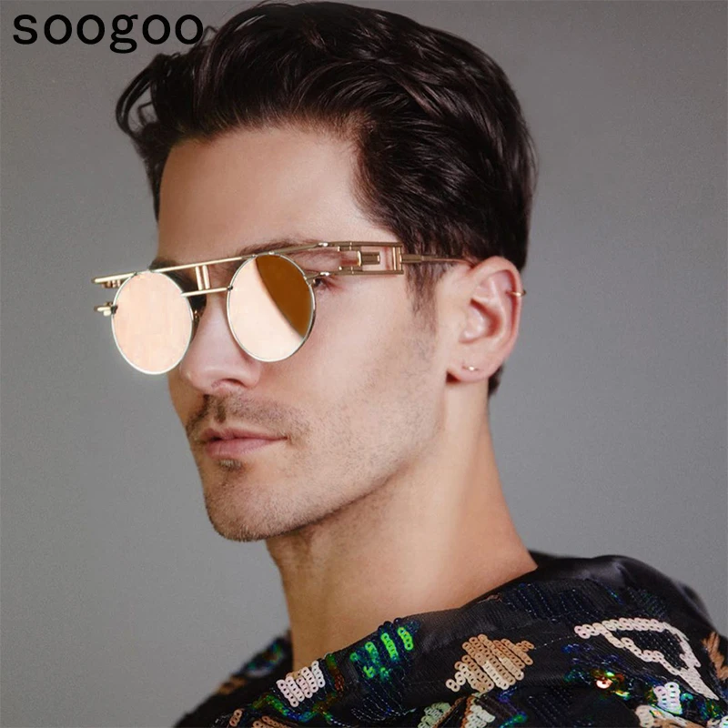 

Steampunk Round Sunglasses 2021 Trendy Retro Metal Frame Sun Glasses Luxury Brand Designer Eyewear UV400 Lunettes Gafas De Sol
