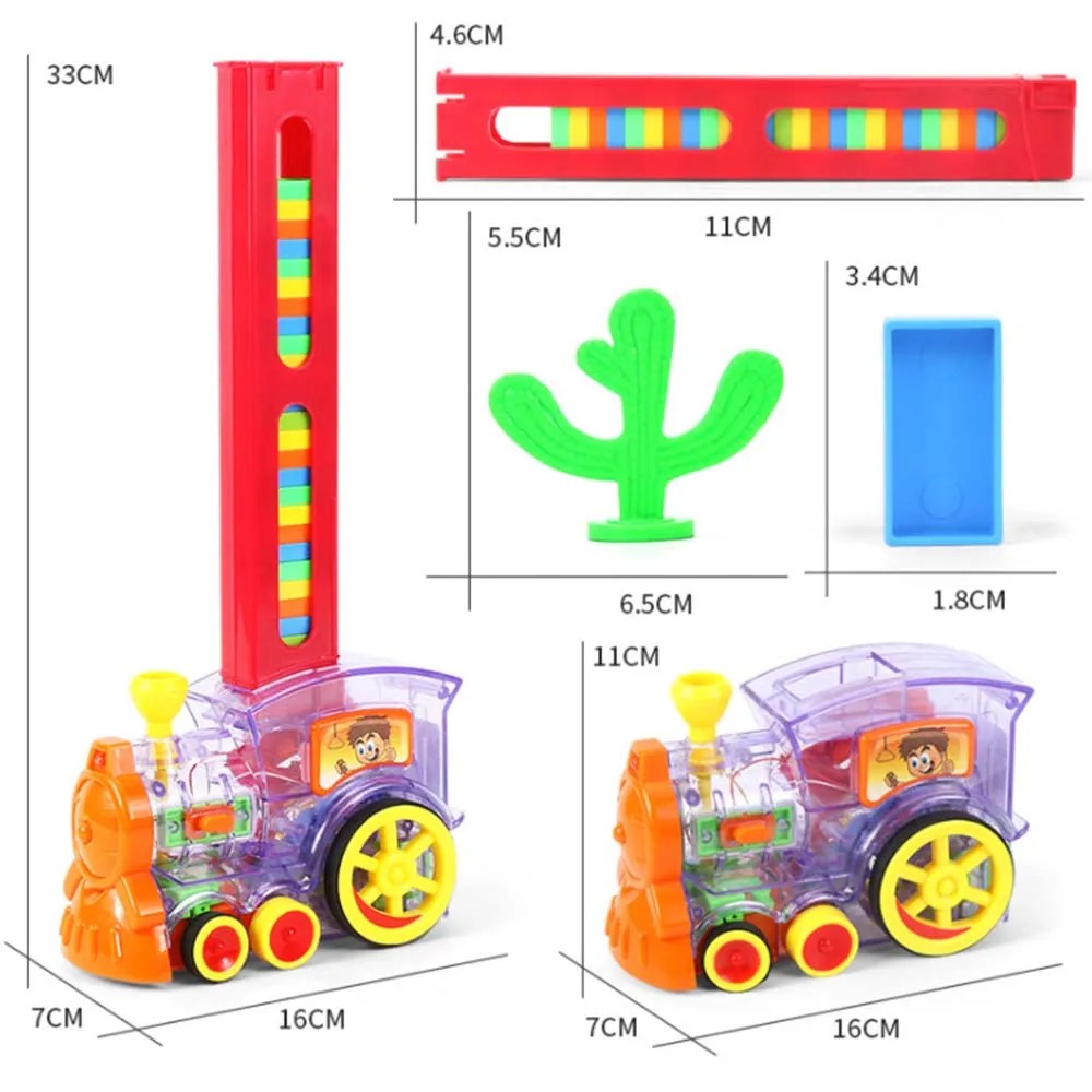 

Children Toys Domino Train Colourful Electric Vehicle Toy Building And Stacking Toy Blocks Domino Set Kids Gift