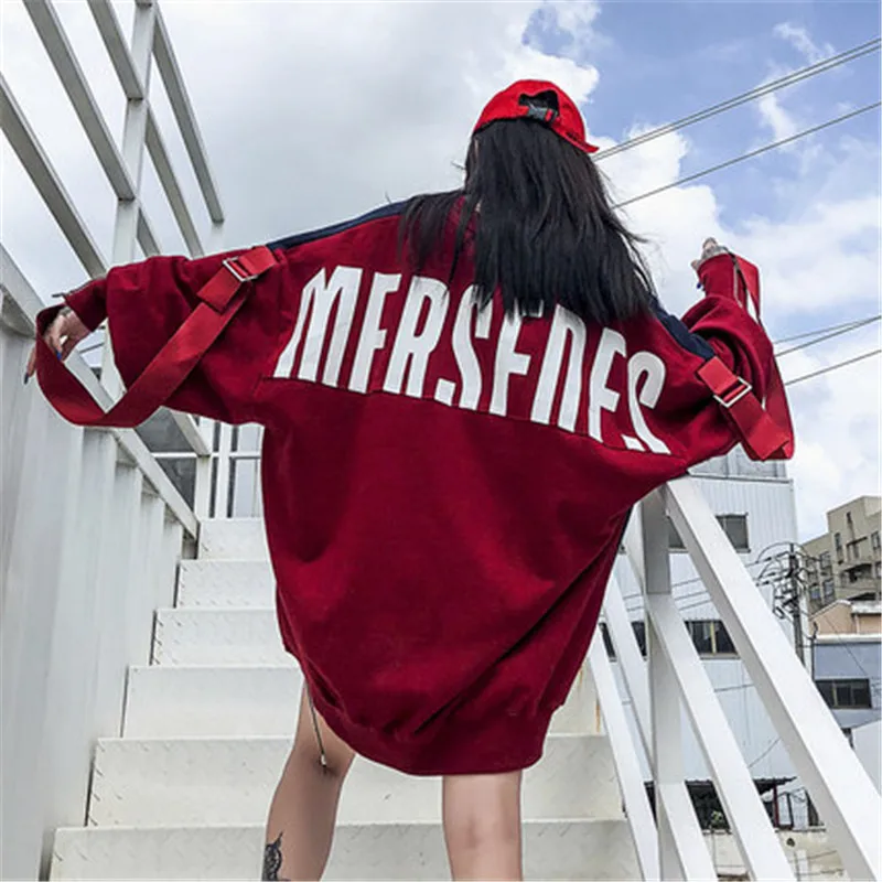 

Новинка 2020, весенне-осенний свитшот, женские топы в стиле хип-хоп, Свободные корейские толстовки в стиле бойфренд с ленивым ветром, верхняя о...