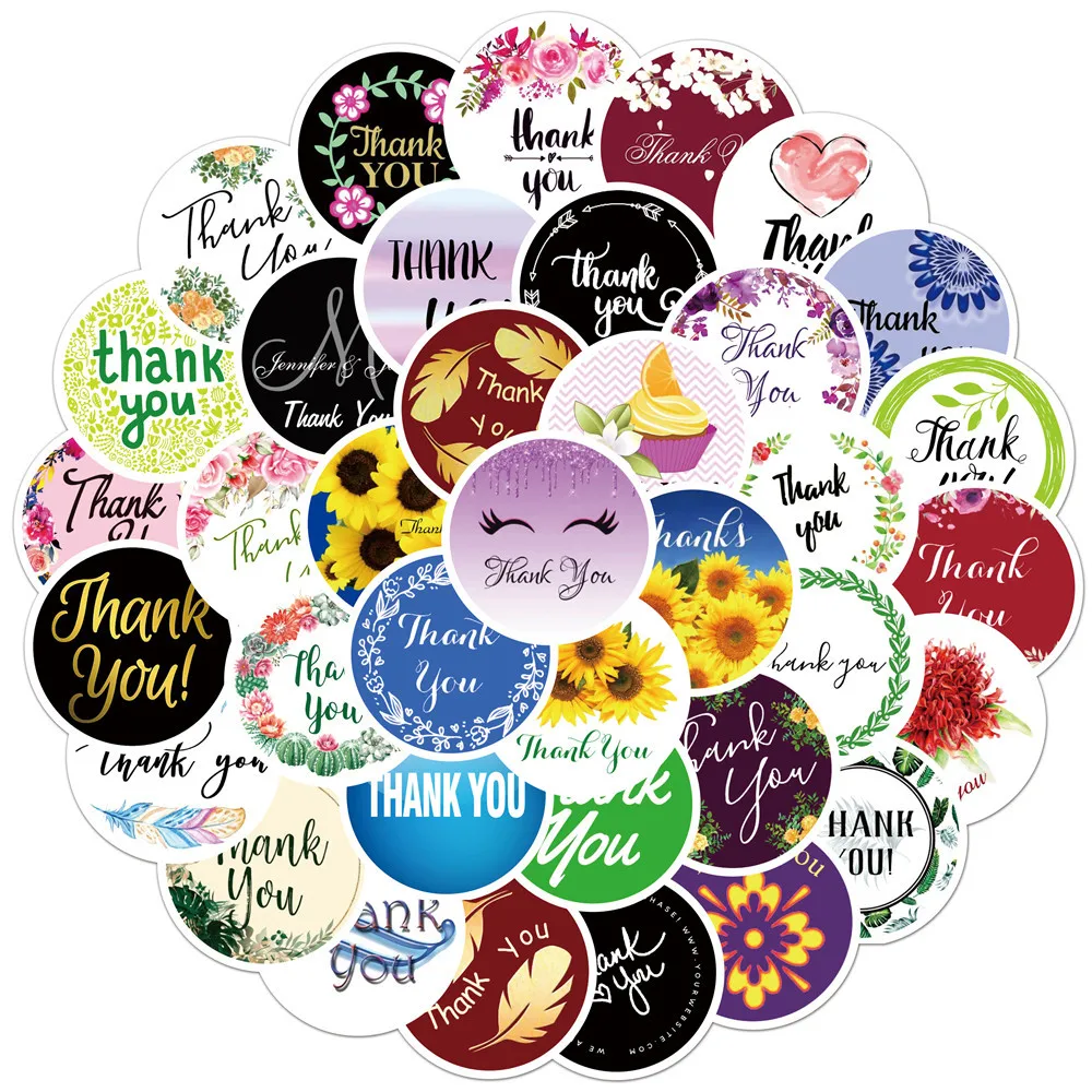 

60PCS New THANK YOU Thank You Stickers Personalized Decorative Graffiti Stickers Envelope Sealing Stickers Mobile Phone Notebook