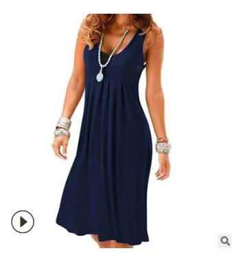 

2021 summer European and American women's fashion casual gradient round neck print mid-length dress Vestidos