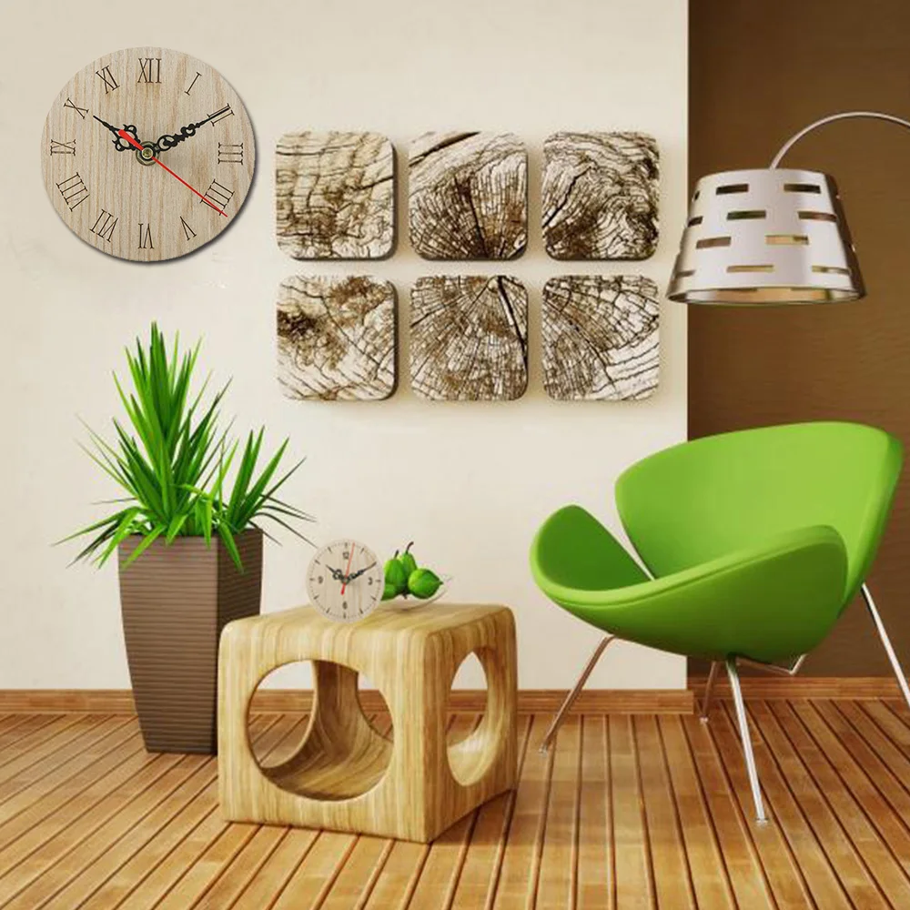 1PC Wooden Wall Clock Modern Design Room Decoration Home Decor Watches Large Clocks For The Living 12cm | Дом и сад