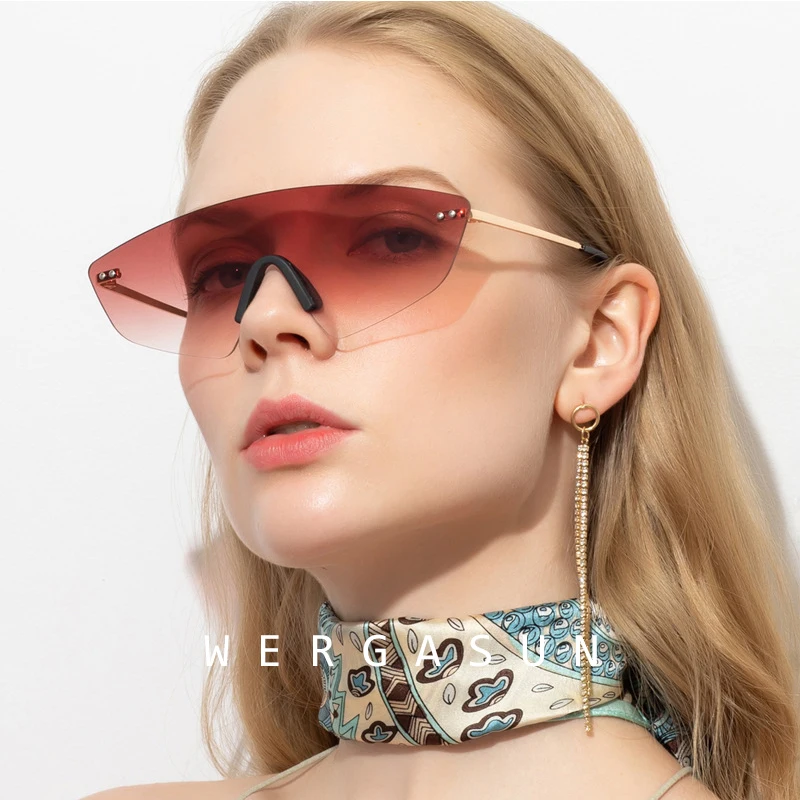 WERGASUN Новая мода без оправы роскошные женские солнцезащитные очки Винтажные