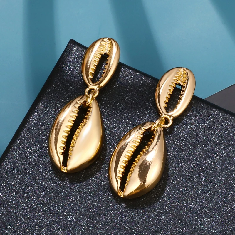 Большие серьги в виде ракушек для женщин эффектные из морских летние пляжные