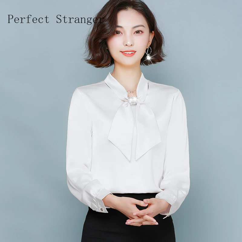 

Plus Size M-4XL 2020 Spring New Arrival High Quality Elegant Bow Collar Long Sleeve Women Chiffon Blouse